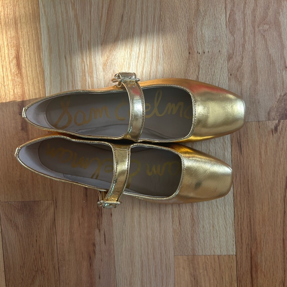Sam Edelman Gold Mary Jane Flats
